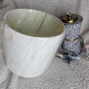 Heavy Beautiful White & Grey Table Lamp